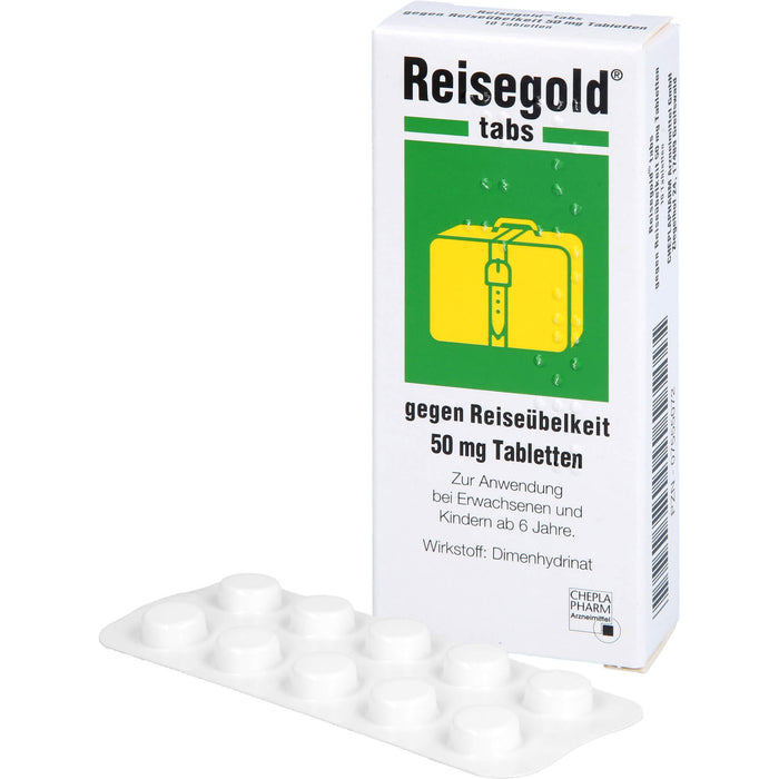 Reisegold tabs Tabletten gegen Reiseübelkeit, 10 St. Tabletten