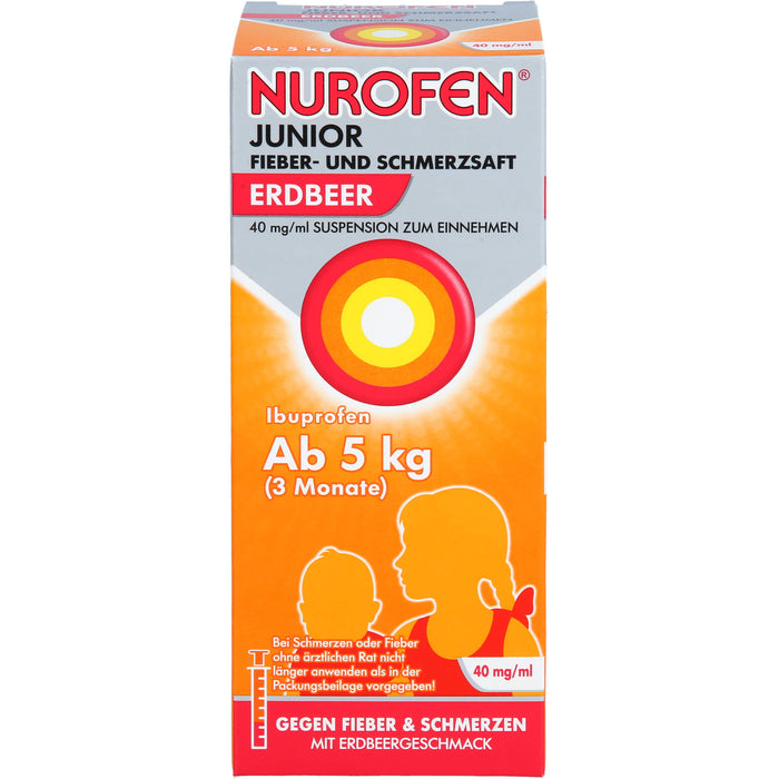 Nurofen Junior Fieber- und Schmerzsaft Erdbeer 40 mg/ml Suspension zum Einnehmen, 150 ml Lösung