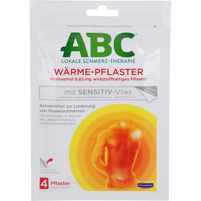 ABC Wärme-Pflaster sensitiv zur Linderung von Muskelschmerzen, 4 pcs. Patch