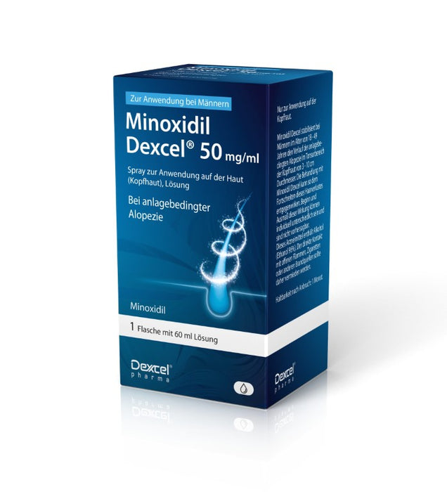 Minoxidil Dexcel 50 mg/ml Spray für Männer zur Anwendung auf der Haut (Kopfhaut), 60 ml Lösung