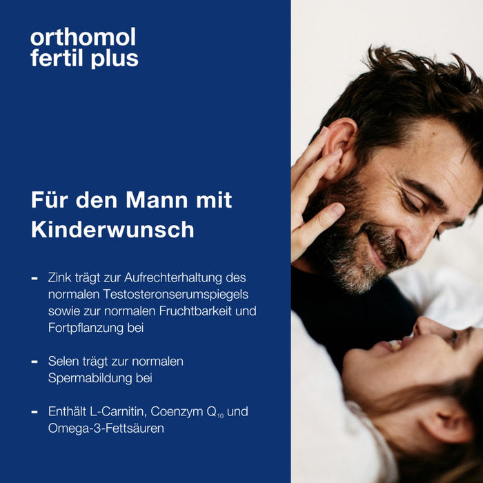 Orthomol Fertil plus - für Männer mit Kinderwunsch - mit Zink und Selen - Unterstützung der männlichen Fertilität - Tabletten/Kapsel, 30 St. Tagesportionen