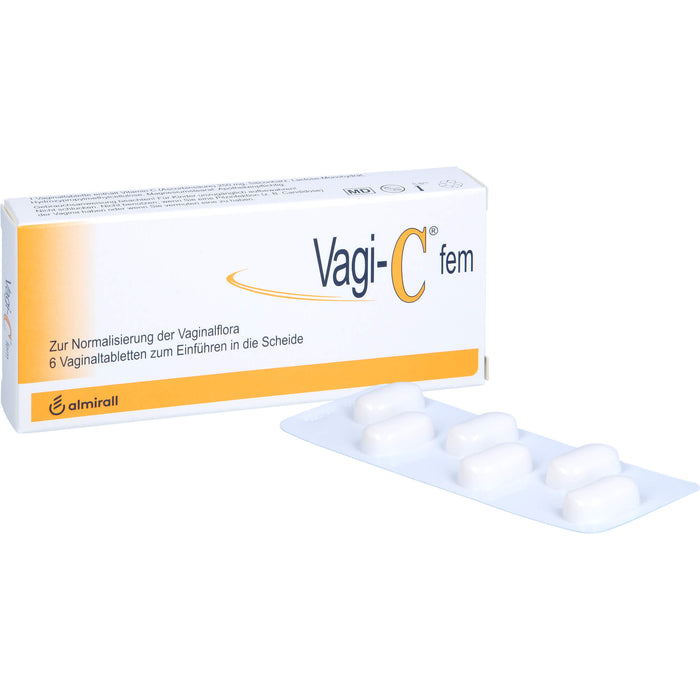 Vagi-C fem Vaginaltabletten zur Normalisierung der Scheidenflora, 6 St. Tabletten